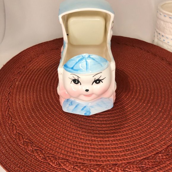 Vintage Nursery Themed Porcelain Music Box Decorative Planter Lot - Picture 13 of 16